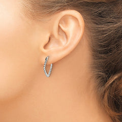QE14208 Sterling Silver Antiqued Textured Square Hoop Earrings