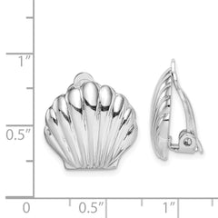 QE14209 Sterling Silver Rhodium-plated Polished Non-Pierced Shell Earrings