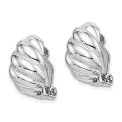 QE14210 Sterling Silver RH-plated Polished Non-Pierced Scalloped Oval Earrings