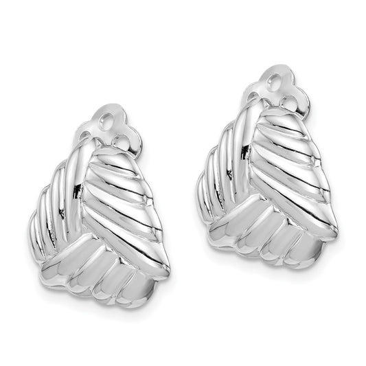 QE14211 Sterling Silver RH-plated Polished Non-Pierced Woven Triangle Earrings