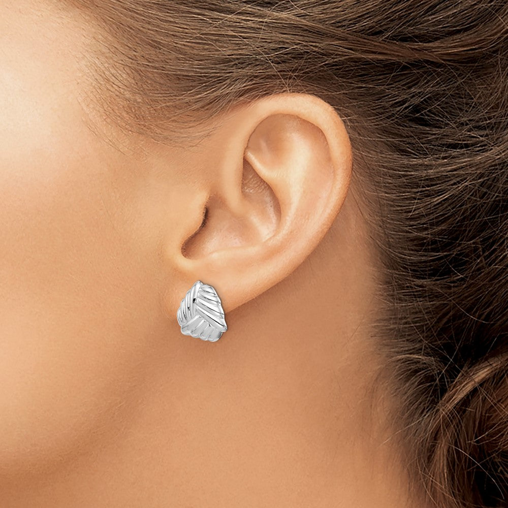 QE14211 Sterling Silver RH-plated Polished Non-Pierced Woven Triangle Earrings