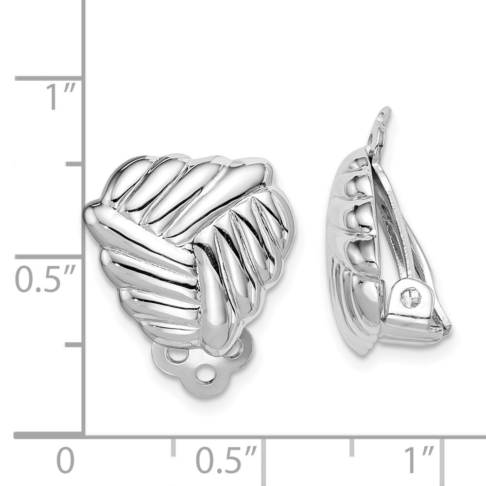 QE14211 Sterling Silver RH-plated Polished Non-Pierced Woven Triangle Earrings