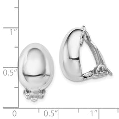 QE14212 Sterling Silver Rhodium-plated Polished Non-Pierced Oval Earrings