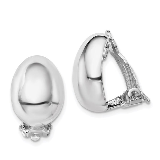 QE14212 Sterling Silver Rhodium-plated Polished Non-Pierced Oval Earrings