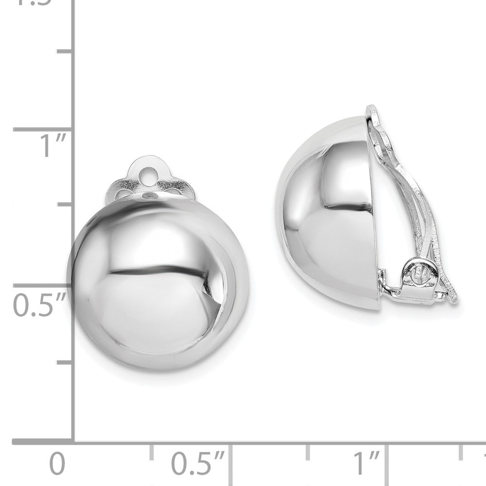 QE14213 Sterling Silver Rhodium-plated Polished Non-Pierced Circle Earrings