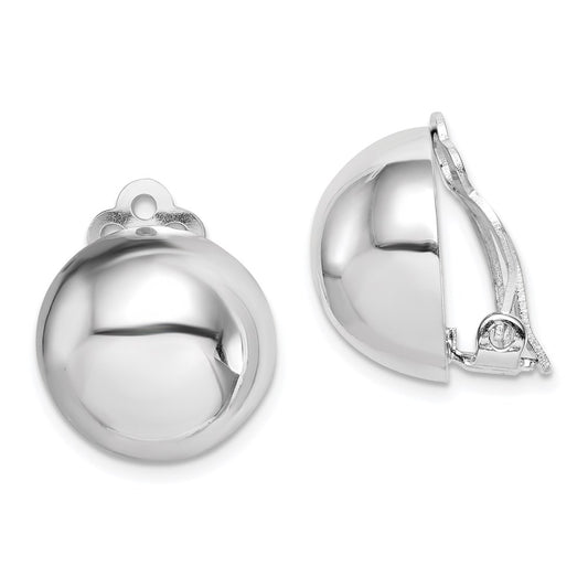 QE14213 Sterling Silver Rhodium-plated Polished Non-Pierced Circle Earrings