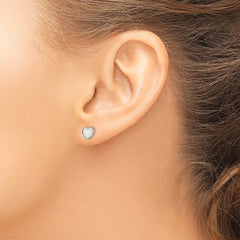 QE14255 Sterling Silver Rhodium Plated Lab Created Opal Post Earrings