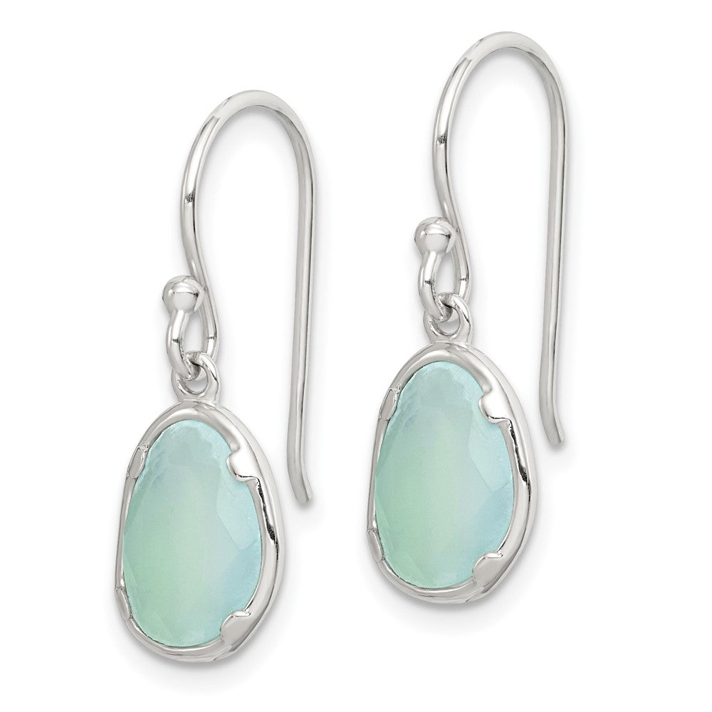 QE14273 Sterling Silver Blue Chalcedony Dangle Earrings