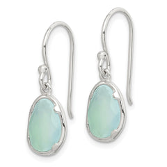 QE14273 Sterling Silver Blue Chalcedony Dangle Earrings