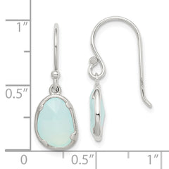 QE14273 Sterling Silver Blue Chalcedony Dangle Earrings