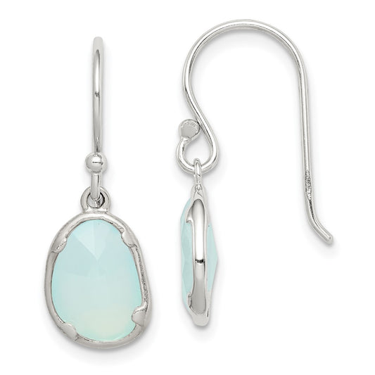 QE14273 Sterling Silver Blue Chalcedony Dangle Earrings