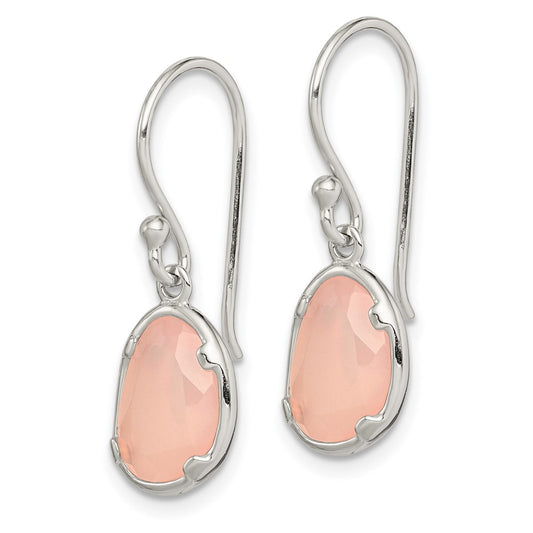 QE14274 Sterling Silver Pink Chalcedony Dangle Earrings