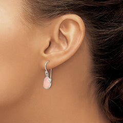QE14274 Sterling Silver Pink Chalcedony Dangle Earrings