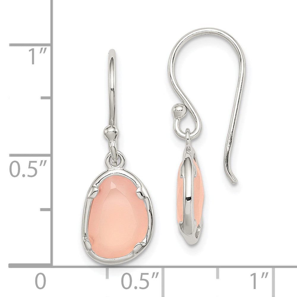 QE14274 Sterling Silver Pink Chalcedony Dangle Earrings