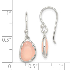 QE14274 Sterling Silver Pink Chalcedony Dangle Earrings