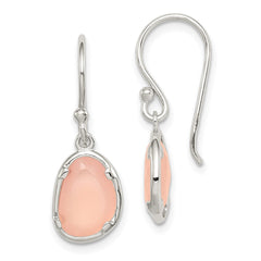 QE14274 Sterling Silver Pink Chalcedony Dangle Earrings