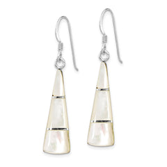 QE14276 Sterling Silver Rhodium-plated Polished Mother of Pearl Dangle Earrings