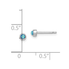QE14306 Sterling Silver RH-plated Polished 3mm Created Opal Round Stud Earrings