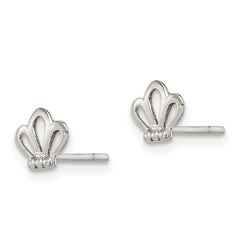 QE14353 Sterling Silver Polished & Beaded Tiara Children's Post Earrings