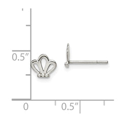 QE14353 Sterling Silver Polished & Beaded Tiara Children's Post Earrings
