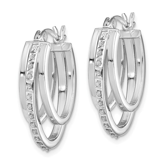 QE14387 Diamond Fascination Diamond Mystique Sterling Silver Platinum-plated Diamond Multi Hoop Earrings