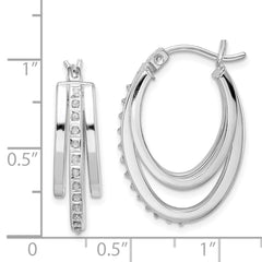 QE14387 Diamond Fascination Diamond Mystique Sterling Silver Platinum-plated Diamond Multi Hoop Earrings