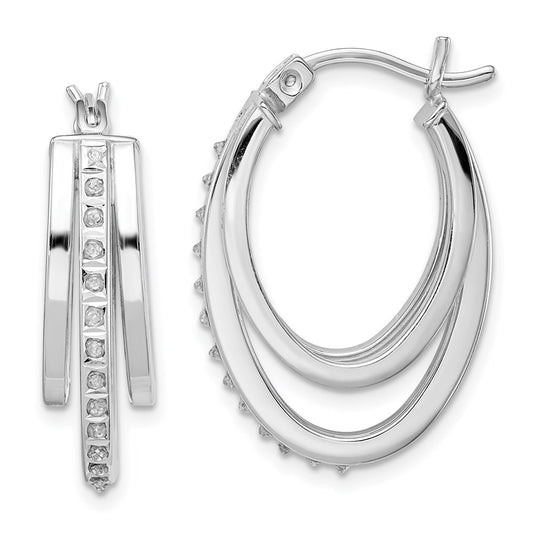 QE14387 Diamond Fascination Diamond Mystique Sterling Silver Platinum-plated Diamond Multi Hoop Earrings