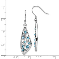 QE14415 Sterling Silver Rhodium-plated Blue / White Crystal Wing Dangle Earrings