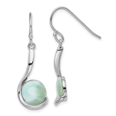QE14441 Sterling Silver Rhodium-plated Larimar Swirl Dangle Earrings
