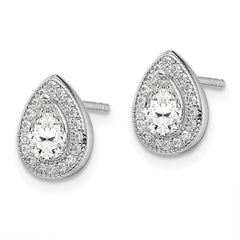 QE14472APR Sterling Silver Rhodium Plated CZ Post Earrings