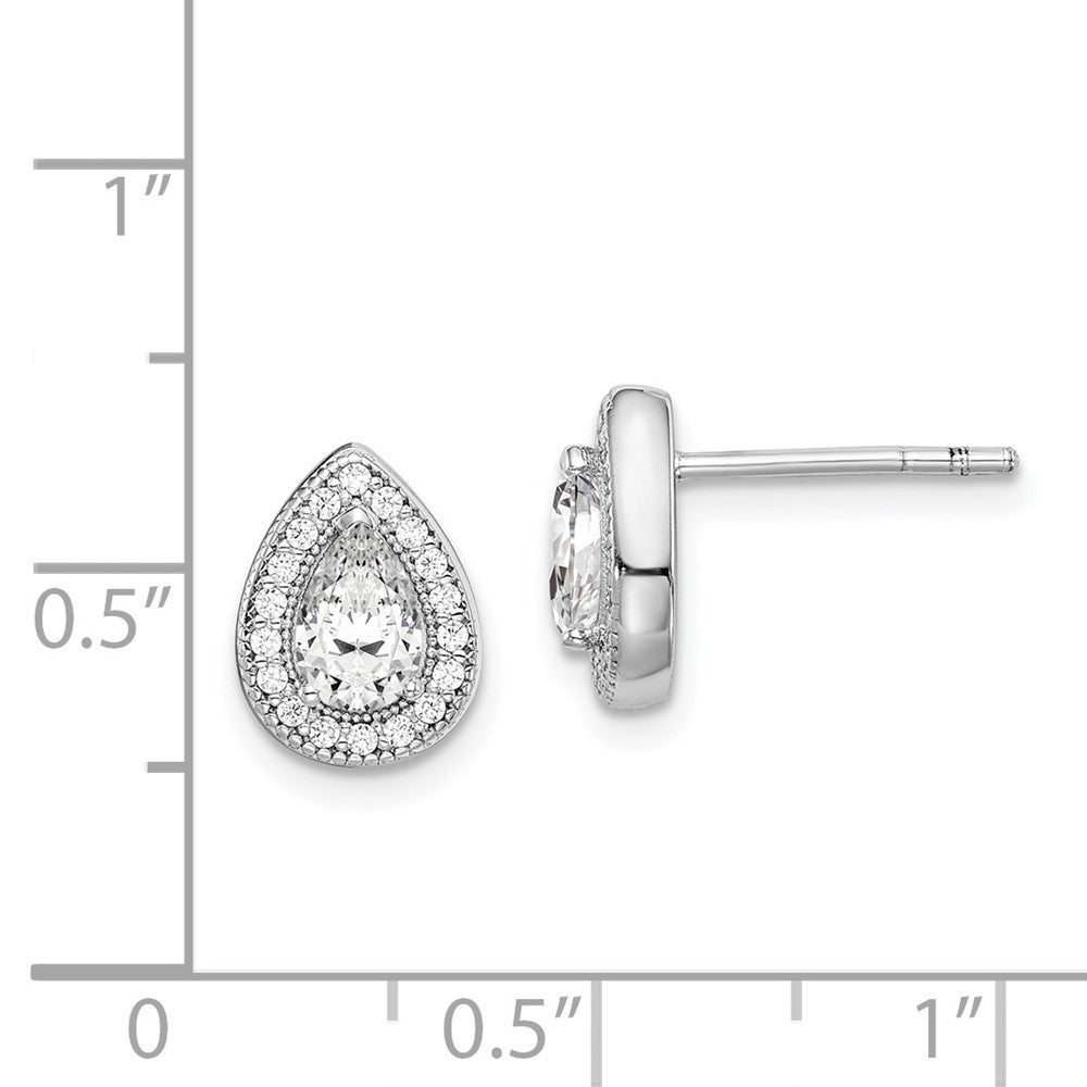 QE14472APR Sterling Silver Rhodium Plated CZ Post Earrings