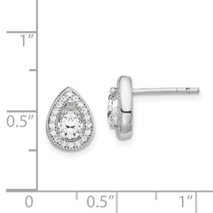 QE14472APR Sterling Silver Rhodium Plated CZ Post Earrings