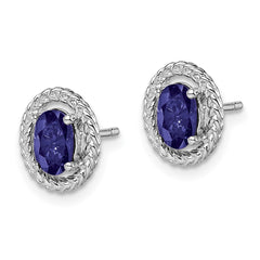 QE14494SEP Sterling Silver Rhod-plat Create Sapphire Oval Post Earrings