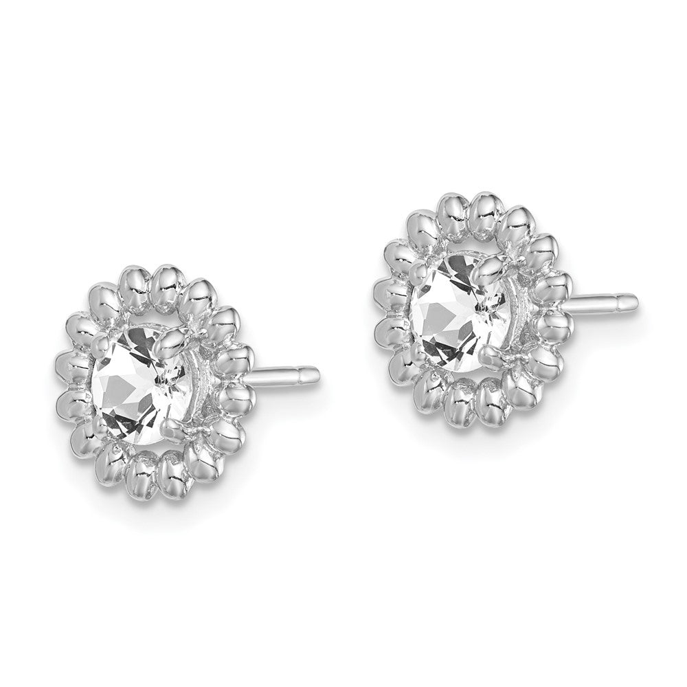 QE14495APR Sterling Silver Rhod-plat White Topaz Earrings