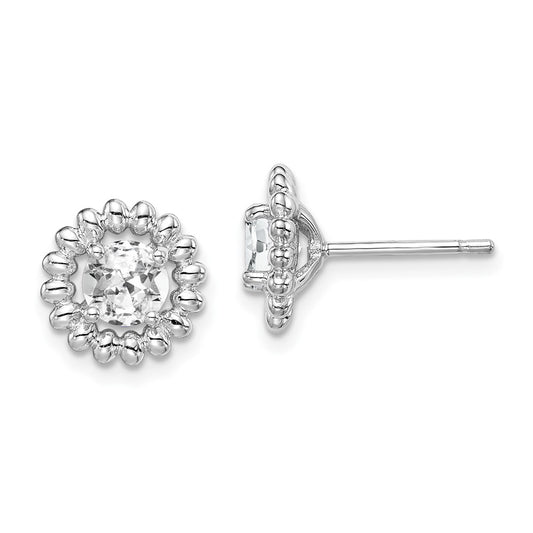QE14495APR Sterling Silver Rhod-plat White Topaz Earrings
