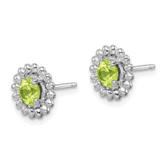 QE14495AUG Sterling Silver Rhod-plat Peridot Earrings