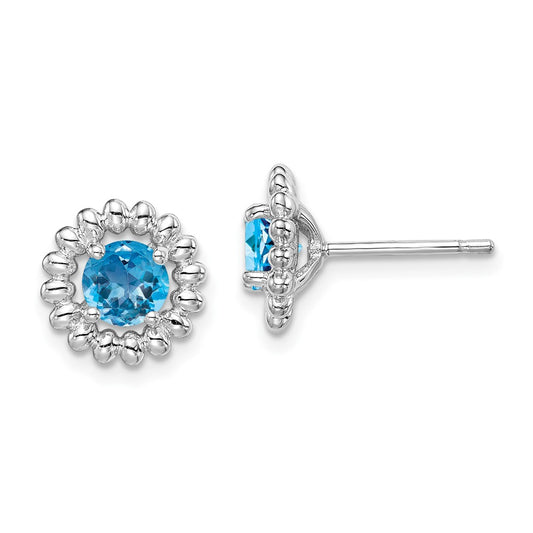 QE14495DEC Sterling Silver Rhod-plat LB Topaz Earrings