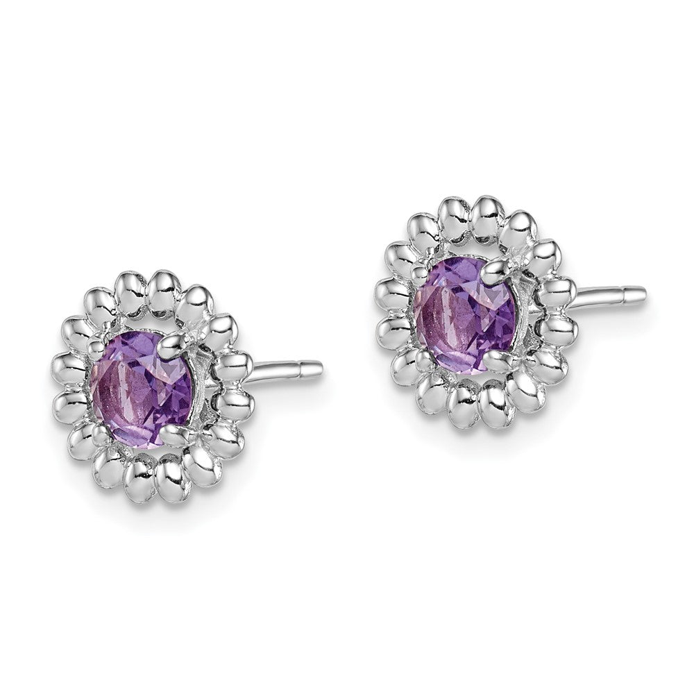 QE14495FEB Sterling Silver Rhod-plat Amethyst Earrings