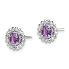 QE14495FEB Sterling Silver Rhod-plat Amethyst Earrings