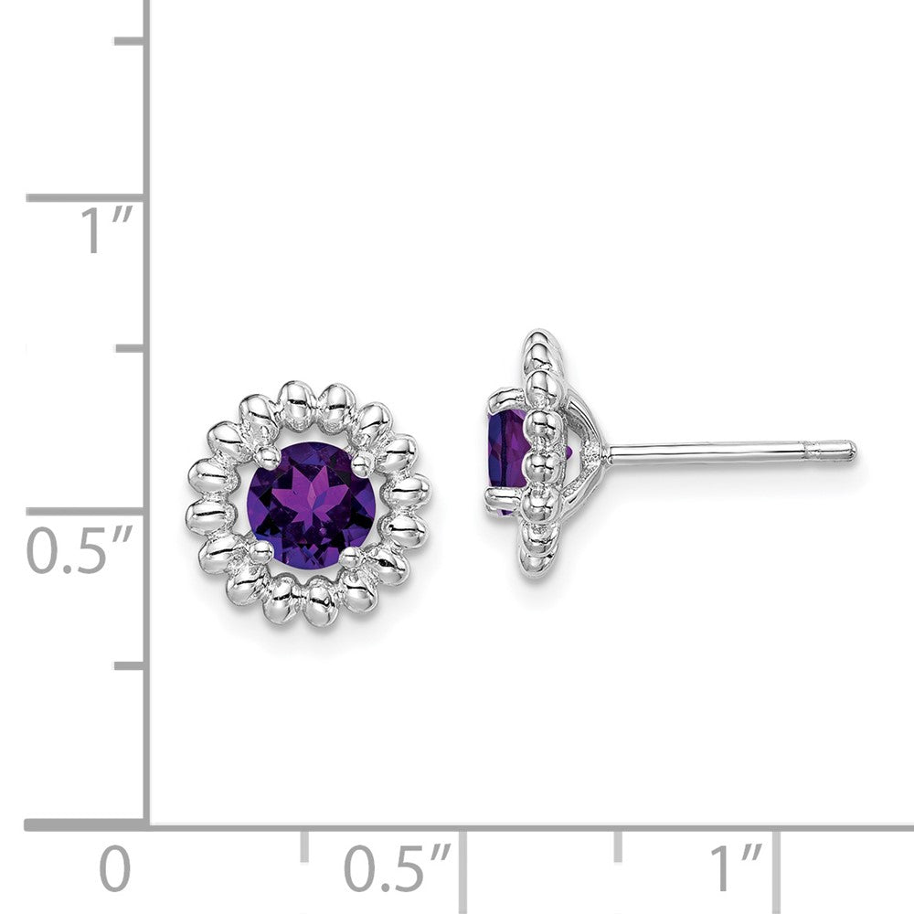 QE14495FEB Sterling Silver Rhod-plat Amethyst Earrings