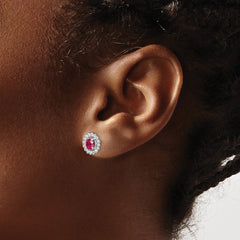 QE14495JUL Sterling Silver Rhod-plat Created Ruby Earrings