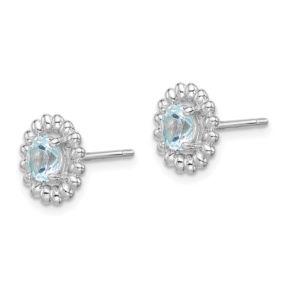 QE14495MAR Sterling Silver Rhod-plat Aquamarine Earrings