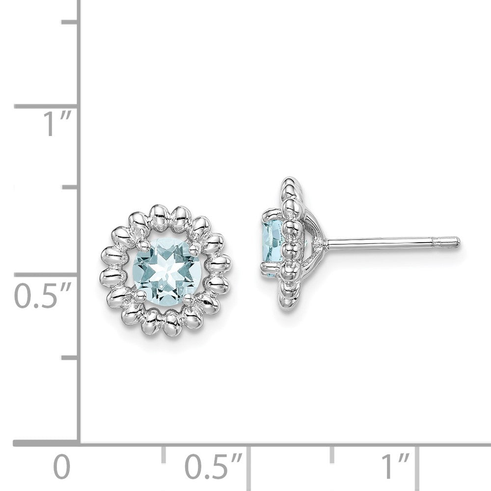 QE14495MAR Sterling Silver Rhod-plat Aquamarine Earrings