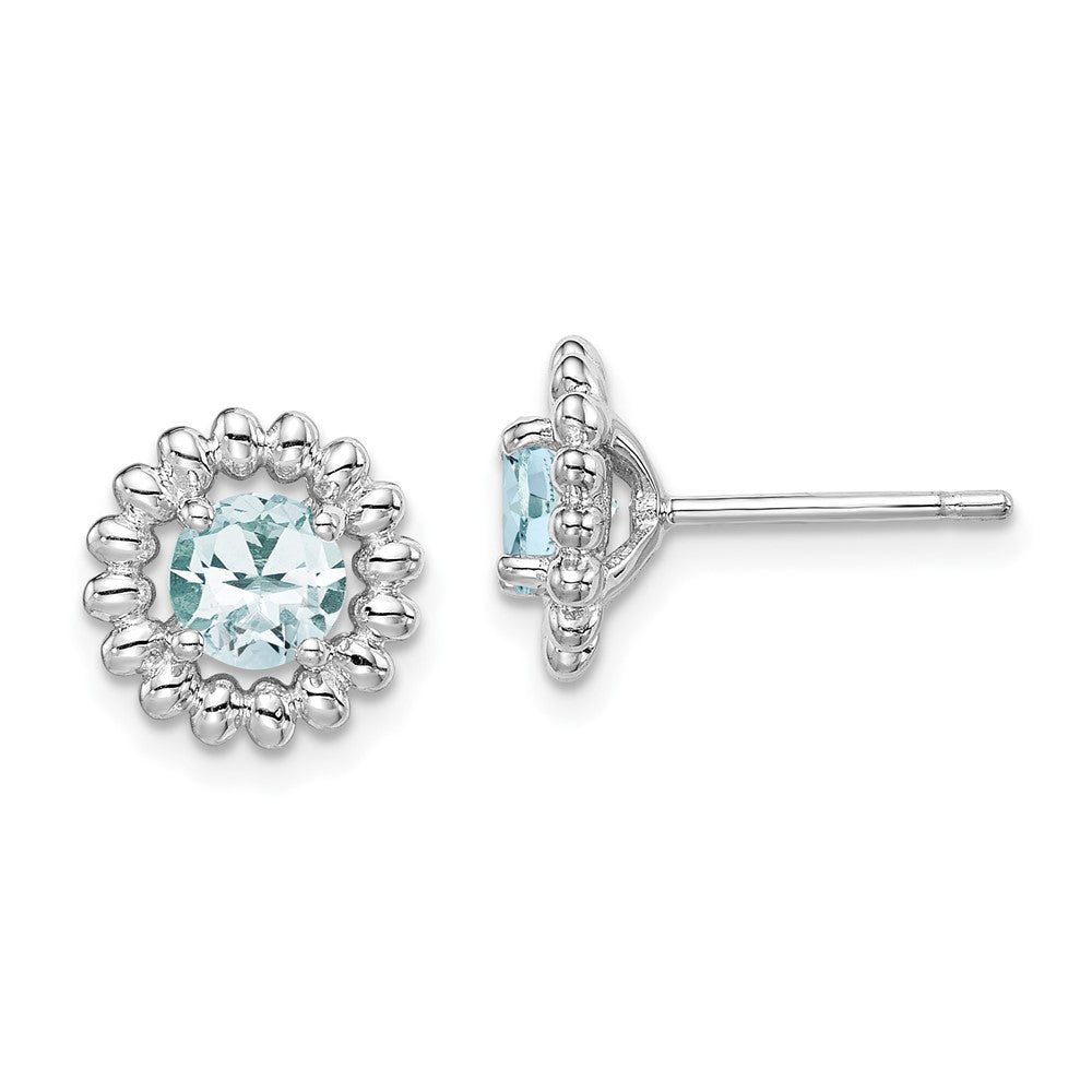 QE14495MAR Sterling Silver Rhod-plat Aquamarine Earrings