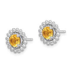 QE14495NOV Sterling Silver Rhod-plat Citrine Earrings