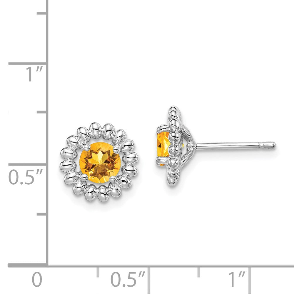 QE14495NOV Sterling Silver Rhod-plat Citrine Earrings