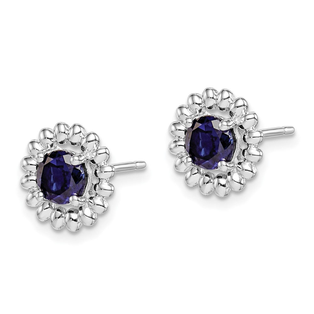 QE14495SEP Sterling Silver Rhodium-plated Created Sapphire Earrings