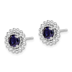 QE14495SEP Sterling Silver Rhodium-plated Created Sapphire Earrings
