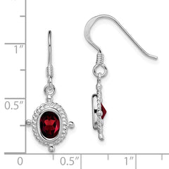 QE1451 Sterling Silver Rhodium-plated Fancy Garnet Earrings
