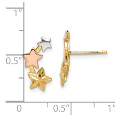 QE14510 Sterling Silver and Flash Yellow and Rose Gold Plated Star Earrings